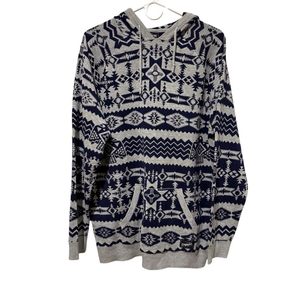 Empyre Blue and Gray  men’s  hooded knit sweater size XL